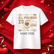 Personalized "All You Need Is Love" Custom Name T-Shirt – Valentine's Edition
