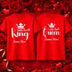 Customized King Queen Couple T-Shirts with Names