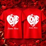 Personalized Valentine Couple T-Shirts – Love Heart Design